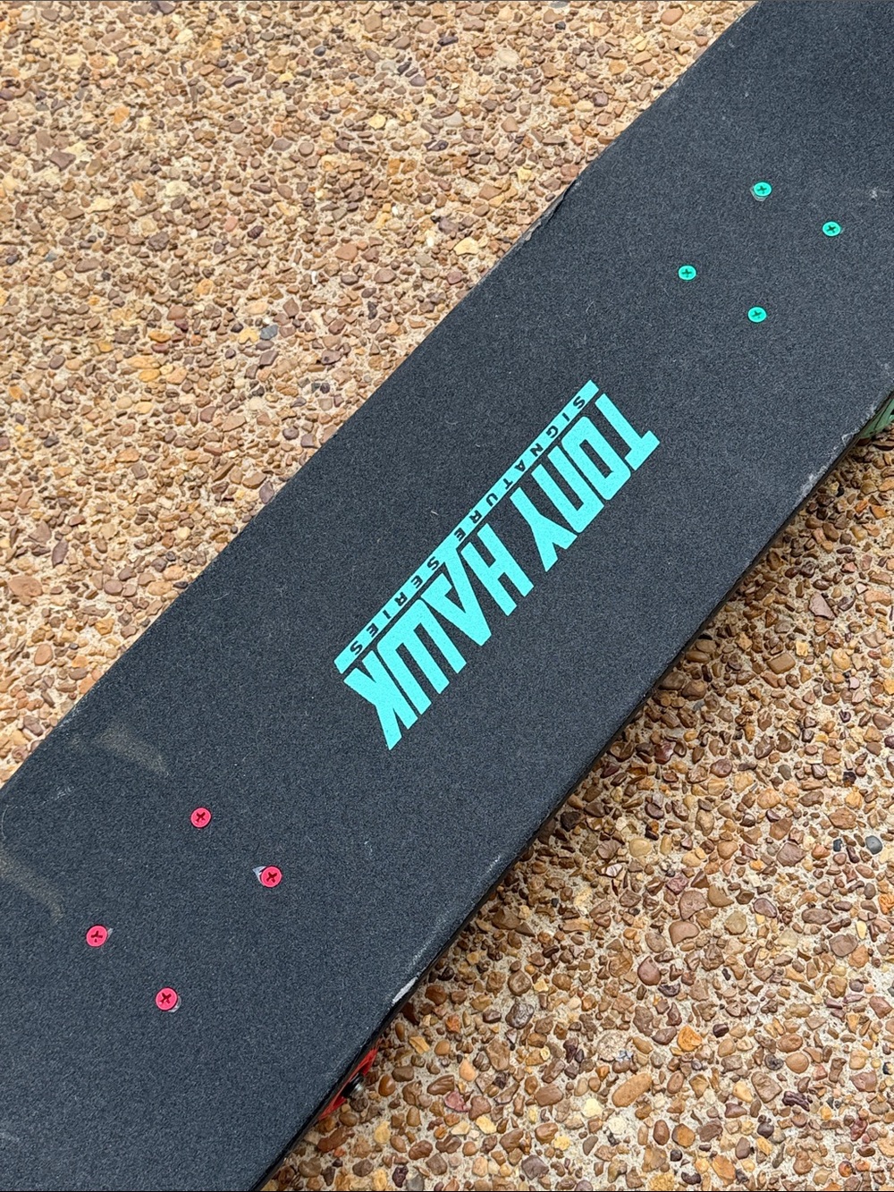 Tony Hawk Black Skateboard Deck with Teal Logo and Red Hardware - Picture 17 of 17